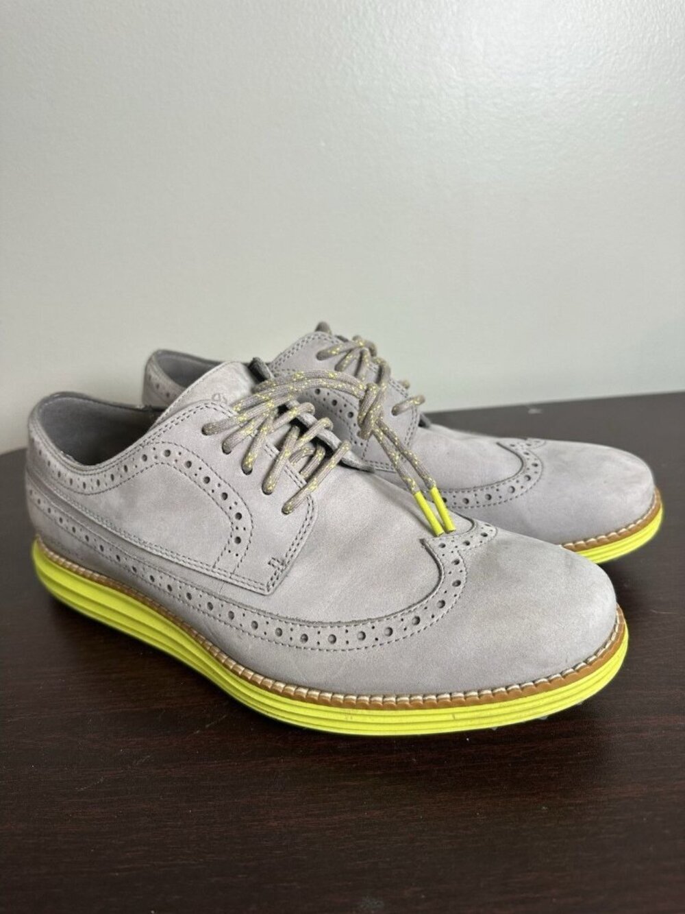 Cole Haan Zerogrand OG Wingtip Oxford Golf Shoes Waterproof Grey Neon Mens 8
